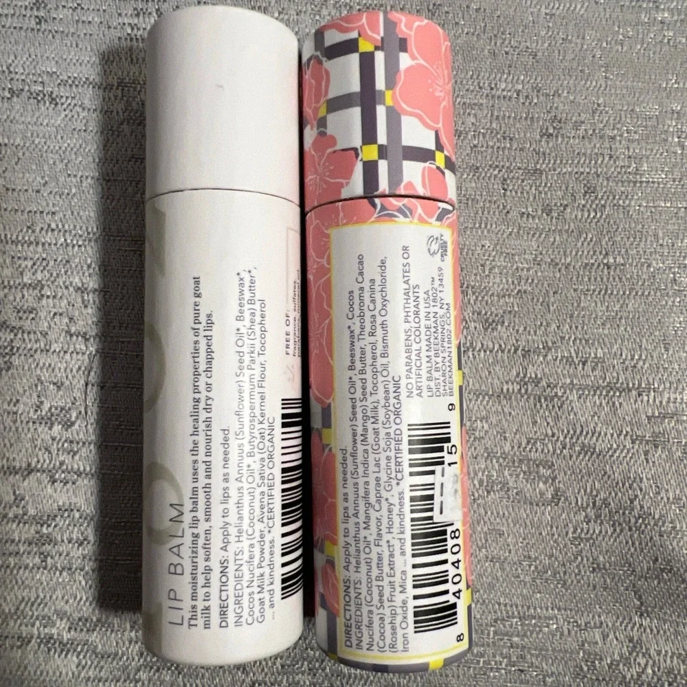2x Beekman 1802 Pure Goat Milk Lip Balm Fragrance Free 0.15 oz New In Box